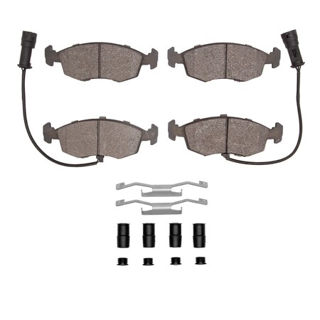 Dynamic Friction Co 5000 Advanced Brake Pads - Semi Metallic and Hardware Kit, Long Pad Wear, Front 1551-0298-01